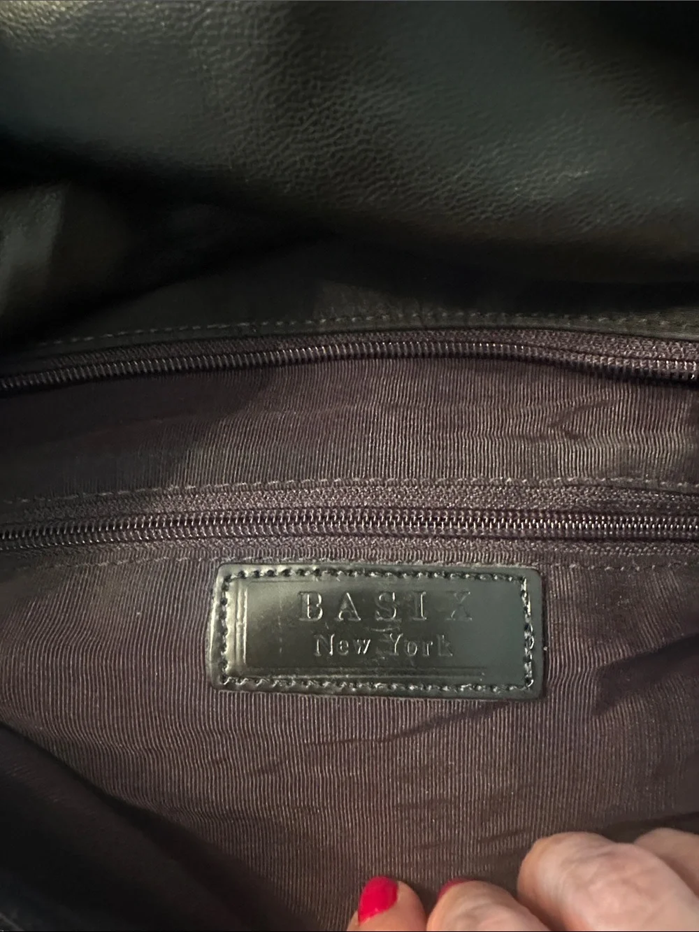 BASIX NEW YORK LEATHER AND NYLON MESSENGER BAG
